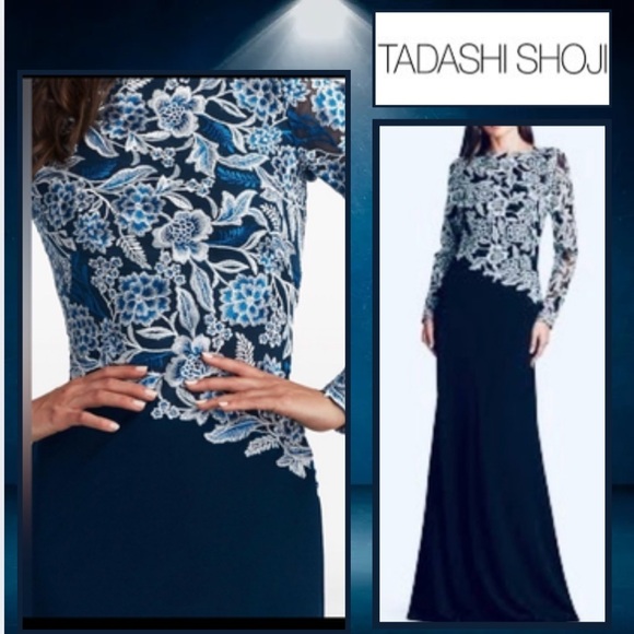 NWT Tadashi Shoji,Exquisite Asymmetrical Embroidery Lace Gown SHOWSTOPPER,Size 8 - Picture 1 of 12